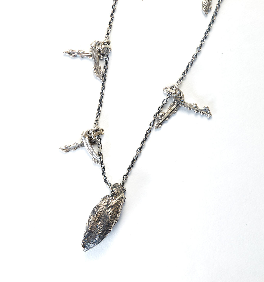 Whispers of Flight - Cocoon & Leaves Necklace