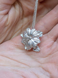 silver Hibiscus flower pendant